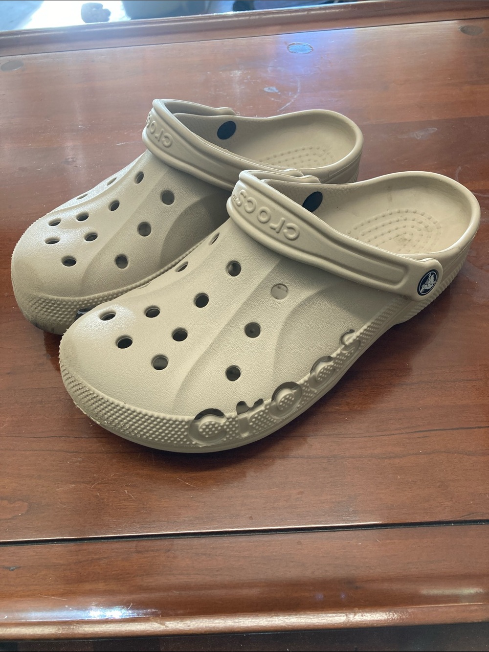 Crocs Classic Slip On Sandals Clogs Comfort Shoes Beige Sand Women's 10 Men's 8